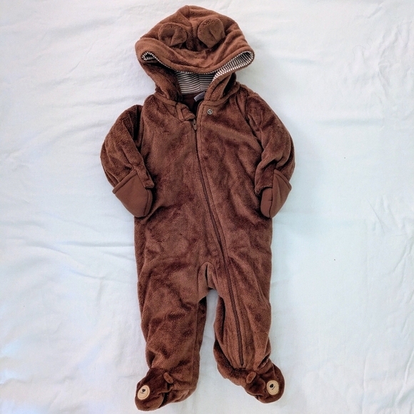 Carter's Other - Cozy Brown Hooded Baby One Piece Teddy Bear Fall Winter Coverall 6 Months